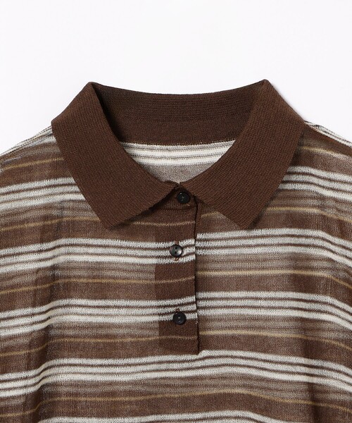 FREAK'S STORE(フリークスストア)の「マルチボーダー シアー サマー ポロニット/サマーニット(ポロシャツ・レディース・ブラウン/オフホワイト・フリ-)」の13枚目の写真
