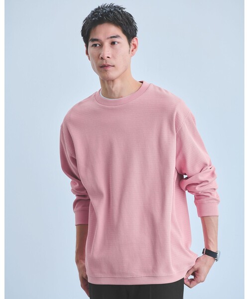 green label relaxing（グリーンレーベルリラクシング）の「ウェーブ サーマル クルーネック Tシャツ（Tシャツ/カットソー・メンズ・ライトピンク/ライトグレー/ブラック/ライトブルー・S/XL/L/M）」の4枚目の写真