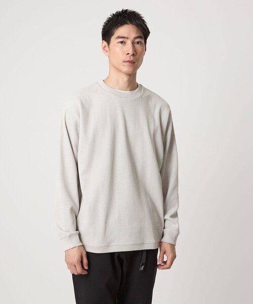 green label relaxing（グリーンレーベルリラクシング）の「ウェーブ サーマル クルーネック Tシャツ（Tシャツ/カットソー・メンズ・ライトピンク/ライトグレー/ブラック/ライトブルー・S/XL/L/M）」の2枚目の写真