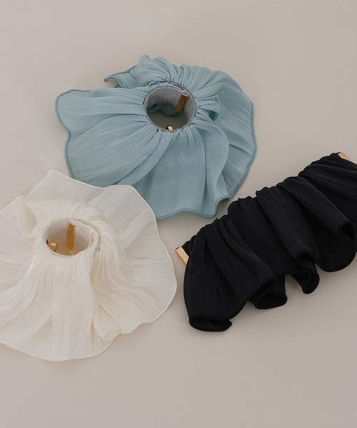 Monocoro toppi（モノコロトッピ）の「シアー フリル ロールカフ ヘアカフ ポニーフック（その他ヘアアクセサリー・レディース・グレイッシュブルー/アイボリー/ブラック・フリー）」の12枚目の写真