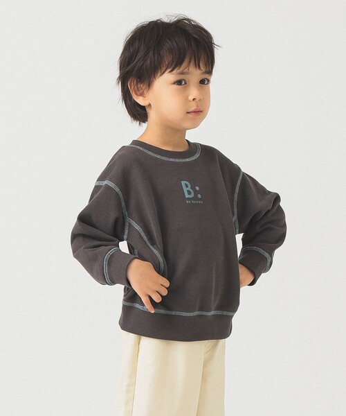 B:MING by BEAMS(ビーミングバイビームス)の「配色ステッチ ロゴ スウェット2025FW(100~140cm)(スウェット・キッズ・サックスブルー/チャコールグレー・120/110/140/100/130)」の3枚目の写真