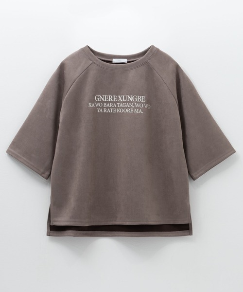 NAVY(ネイビー)の「nAvy フェイクスウェード 7分Tシャツ(Tシャツ/カットソー・レディース・アイボリー/グレー/モカ・L/M)」の1枚目の写真