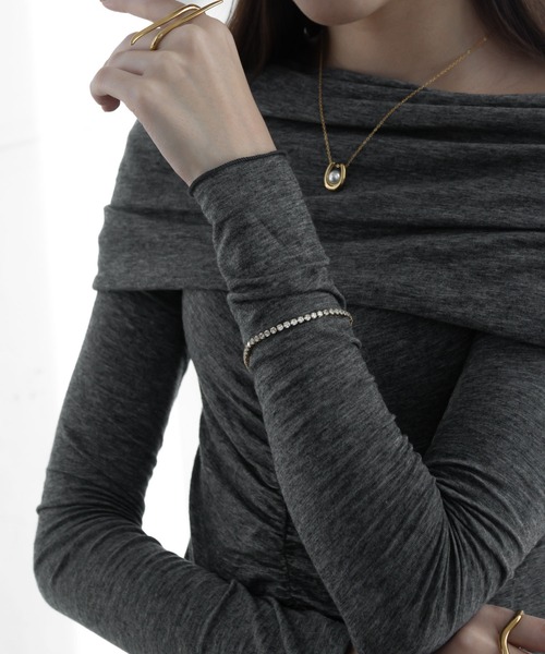 abaskdesign（アバスクデザイン）の「金属アレルギー対応 クリスタルテニスブレスレット（ブレスレット・レディース・ゴールド・FREE）」の2枚目の写真