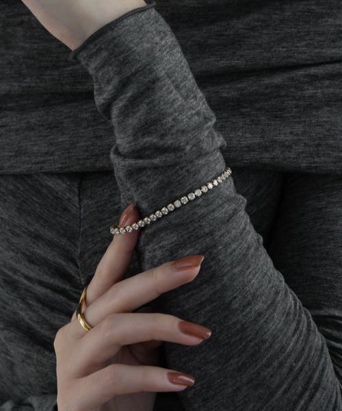 abaskdesign（アバスクデザイン）の「金属アレルギー対応 クリスタルテニスブレスレット（ブレスレット・レディース・ゴールド・FREE）」の3枚目の写真