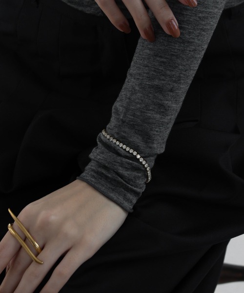 abaskdesign（アバスクデザイン）の「金属アレルギー対応 クリスタルテニスブレスレット（ブレスレット・レディース・ゴールド・FREE）」の4枚目の写真