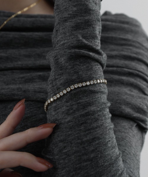abaskdesign（アバスクデザイン）の「金属アレルギー対応 クリスタルテニスブレスレット（ブレスレット・レディース・ゴールド・FREE）」の5枚目の写真
