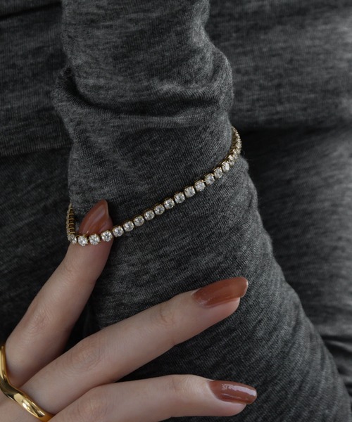 abaskdesign（アバスクデザイン）の「金属アレルギー対応 クリスタルテニスブレスレット（ブレスレット・レディース・ゴールド・FREE）」の6枚目の写真