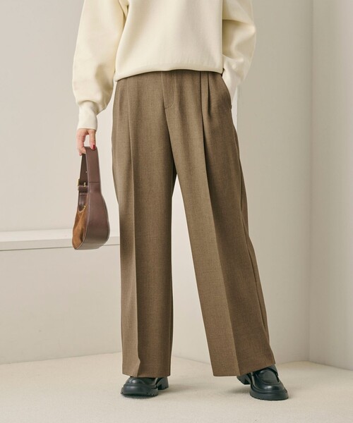 BEAUTY&YOUTH UNITED ARROWS（ビューティーアンドユースユナイテッドアローズ）の「【WEB限定 Wardrobe DAILY MINIMAL】ウールライクメランジ ワイドパンツ ウォッシャブル（スラックス・レディース・ブラック/ベージュ/ダークグレー・L/M/S/XS）」の3枚目の写真