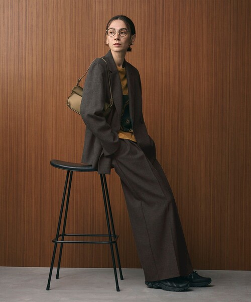 WEB限定 Wardrobe DAILY MINIMAL】ウールライクメランジ ワイドパンツ