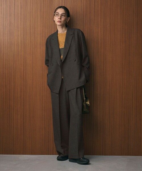 WEB限定 Wardrobe DAILY MINIMAL】ウールライクメランジ ワイドパンツ