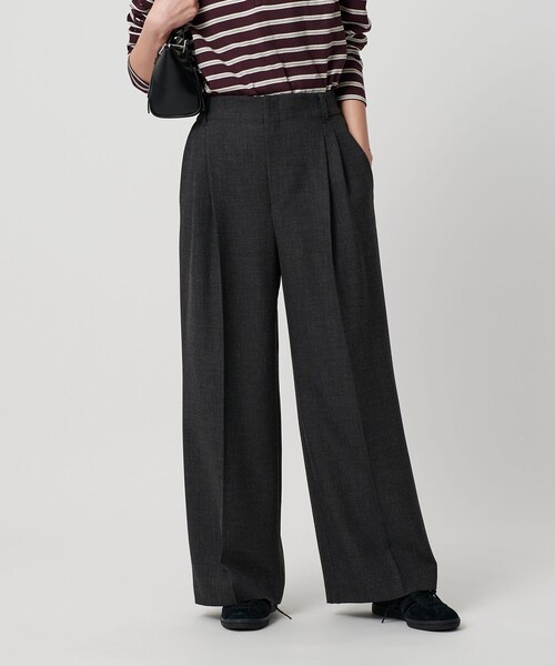 BEAUTY&YOUTH UNITED ARROWS（ビューティーアンドユースユナイテッドアローズ）の「【WEB限定 Wardrobe DAILY MINIMAL】ウールライクメランジ ワイドパンツ ウォッシャブル（スラックス・レディース・ブラック/ベージュ/ダークグレー・L/M/S/XS）」の4枚目の写真