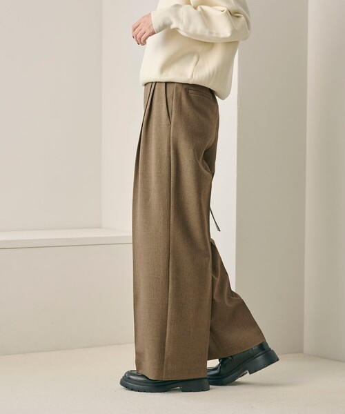 BEAUTY&YOUTH UNITED ARROWS（ビューティーアンドユースユナイテッドアローズ）の「【WEB限定 Wardrobe DAILY MINIMAL】ウールライクメランジ ワイドパンツ ウォッシャブル（スラックス・レディース・ブラック/ベージュ/ダークグレー・L/M/S/XS）」の8枚目の写真