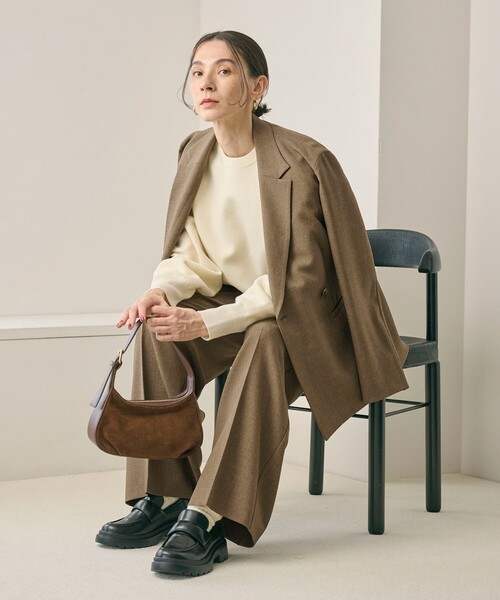 BEAUTY&YOUTH UNITED ARROWS（ビューティーアンドユースユナイテッドアローズ）の「【WEB限定 Wardrobe DAILY MINIMAL】ウールライクメランジ ワイドパンツ ウォッシャブル（スラックス・レディース・ブラック/ベージュ/ダークグレー・L/M/S/XS）」の9枚目の写真