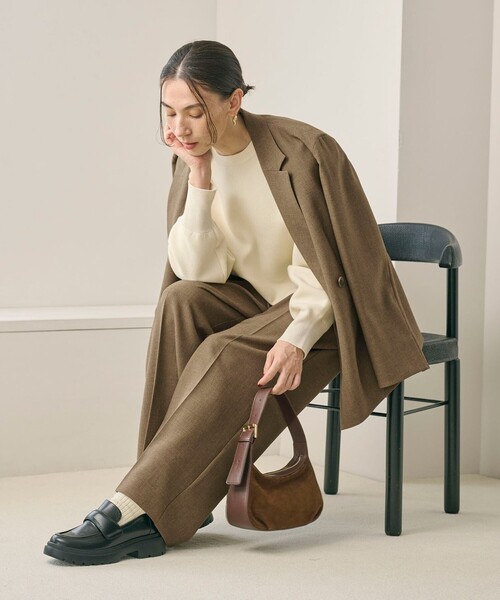 BEAUTY&YOUTH UNITED ARROWS（ビューティーアンドユースユナイテッドアローズ）の「【WEB限定 Wardrobe DAILY MINIMAL】ウールライクメランジ ワイドパンツ ウォッシャブル（スラックス・レディース・ブラック/ベージュ/ダークグレー・L/M/S/XS）」の10枚目の写真
