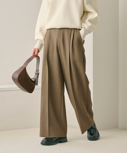 BEAUTY&YOUTH UNITED ARROWS（ビューティーアンドユースユナイテッドアローズ）の「【WEB限定 Wardrobe DAILY MINIMAL】ウールライクメランジ ワイドパンツ ウォッシャブル（スラックス・レディース・ブラック/ベージュ/ダークグレー・L/M/S/XS）」の12枚目の写真