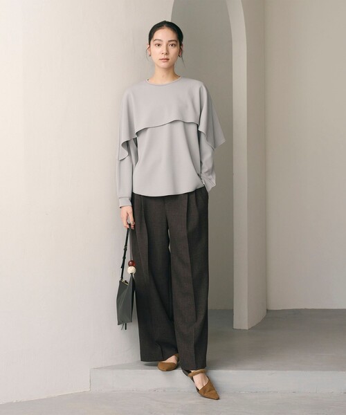 BEAUTY&YOUTH UNITED ARROWS（ビューティーアンドユースユナイテッドアローズ）の「【WEB限定 Wardrobe DAILY MINIMAL】ウールライクメランジ ワイドパンツ ウォッシャブル（スラックス・レディース・ブラック/ベージュ/ダークグレー・L/M/S/XS）」の13枚目の写真