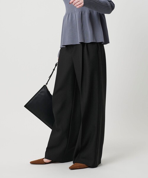 BEAUTY&YOUTH UNITED ARROWS（ビューティーアンドユースユナイテッドアローズ）の「【WEB限定 Wardrobe DAILY MINIMAL】ウールライクメランジ ワイドパンツ ウォッシャブル（スラックス・レディース・ブラック/ベージュ/ダークグレー・L/M/S/XS）」の14枚目の写真