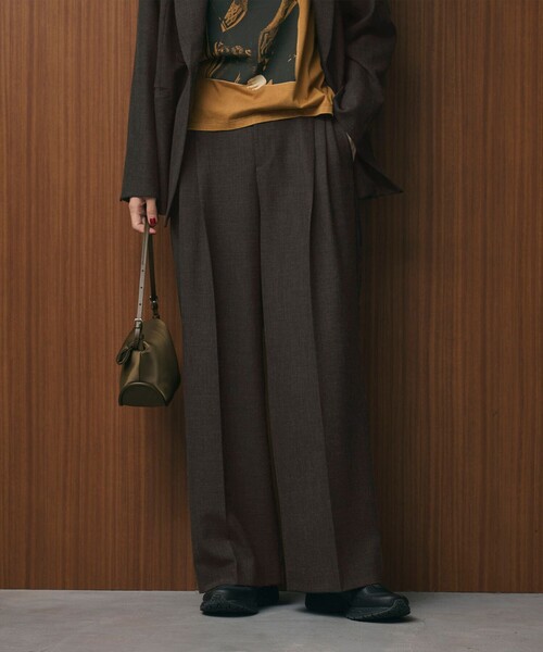 BEAUTY&YOUTH UNITED ARROWS（ビューティーアンドユースユナイテッドアローズ）の「【WEB限定 Wardrobe DAILY MINIMAL】ウールライクメランジ ワイドパンツ ウォッシャブル（スラックス・レディース・ブラック/ベージュ/ダークグレー・L/M/S/XS）」の18枚目の写真
