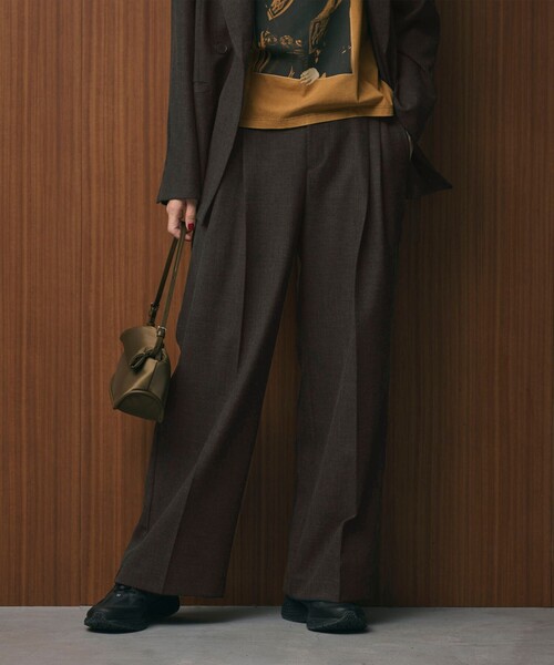 BEAUTY&YOUTH UNITED ARROWS（ビューティーアンドユースユナイテッドアローズ）の「【WEB限定 Wardrobe DAILY MINIMAL】ウールライクメランジ ワイドパンツ ウォッシャブル（スラックス・レディース・ブラック/ベージュ/ダークグレー・L/M/S/XS）」の19枚目の写真