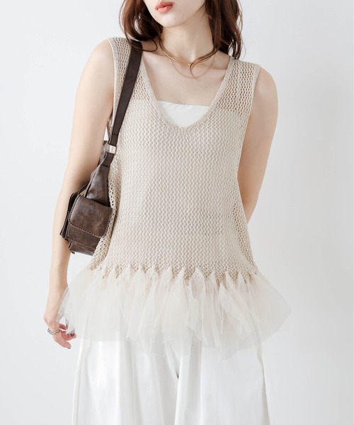 Mal. rerereさん　カシミア混　ニットベスト Mal. rerereさん カシミア混 ニットベスト