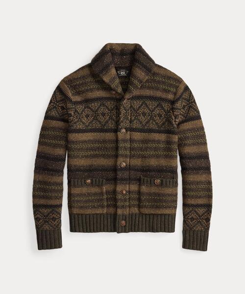 RRL(ダブル アール エル)の「ウールコットン ショールカラー カーディガン(カーディガン/ボレロ・メンズ・ブラウン・L/M/S/XL/XS)」の1枚目の写真