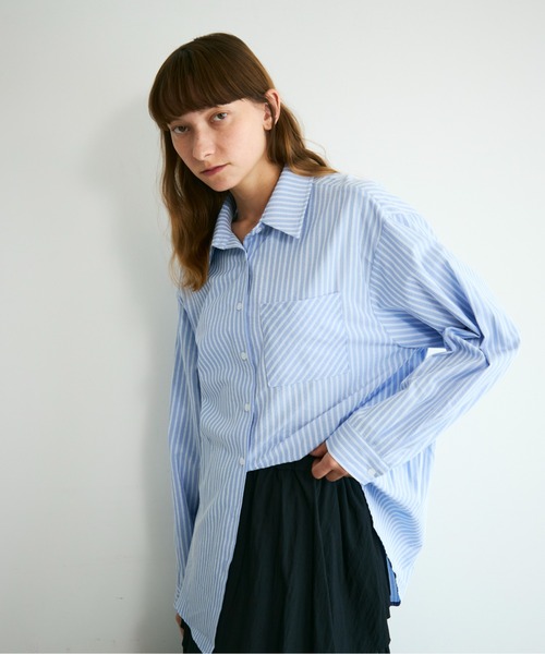 DRAWER⭐️コットン　シャツ⭐️ストライプ ストライプシャツ（シャツ/ブラウス）｜Shelly island（シェリー