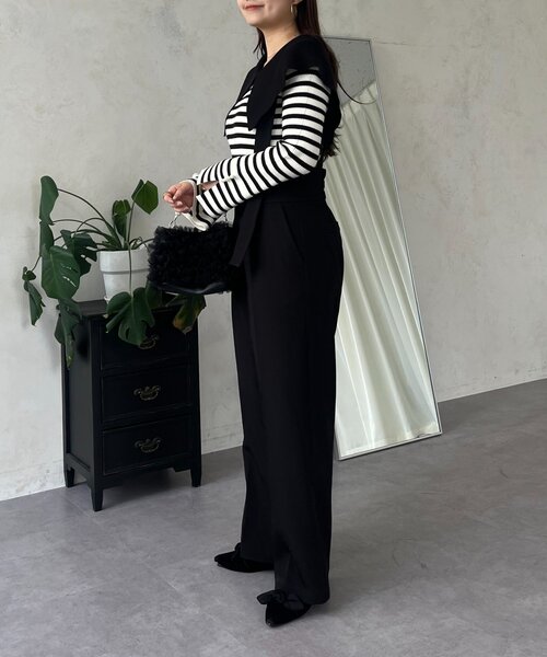 prose verse（プロズヴェール）の「フロントパールハイウエストサス付きパンツ（サロペット/オーバーオール・レディース・ブラック・PL/PM/LARGE/MEDIUM）」の21枚目の写真