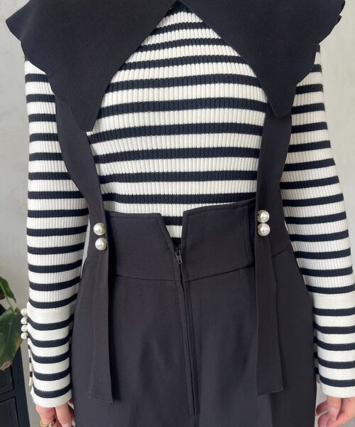 prose verse（プロズヴェール）の「フロントパールハイウエストサス付きパンツ（サロペット/オーバーオール・レディース・ブラック・PL/PM/LARGE/MEDIUM）」の16枚目の写真