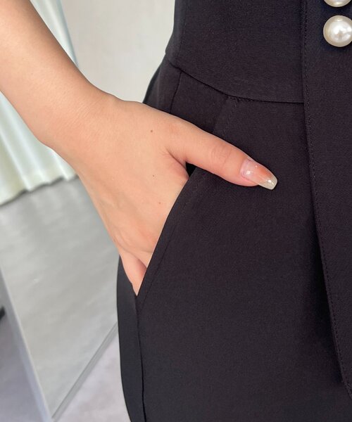 prose verse（プロズヴェール）の「フロントパールハイウエストサス付きパンツ（サロペット/オーバーオール・レディース・ブラック・PL/PM/LARGE/MEDIUM）」の12枚目の写真