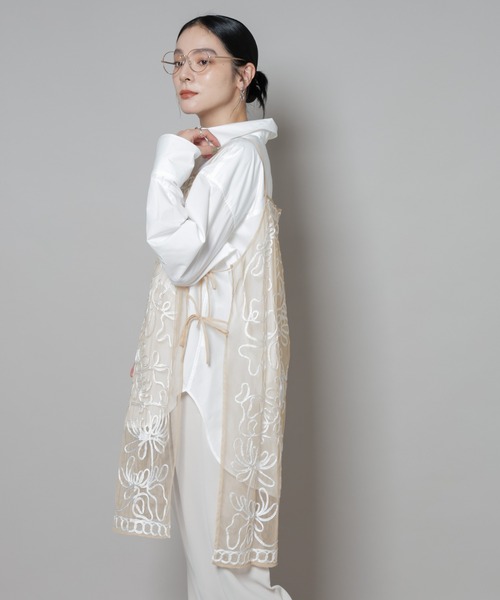sara mallika(サラ マリカ)の「Sara mallika/TULLETAPEEMBRIODERY CAMI DRESS(ワンピース・レディース・ベージュ系その他/ブラック・FREE)」の4枚目の写真