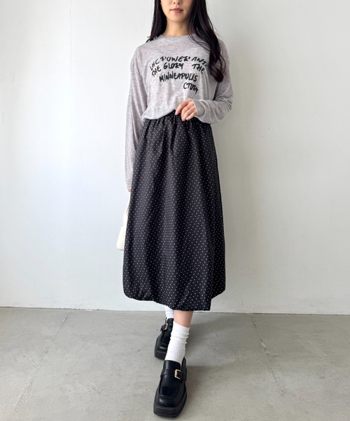 【タグ付き】PICTURES ブラック ドット柄 フレア バルーンスカート セール】ドット柄 ロングバルーンスカート（スカート）｜LOVALOT