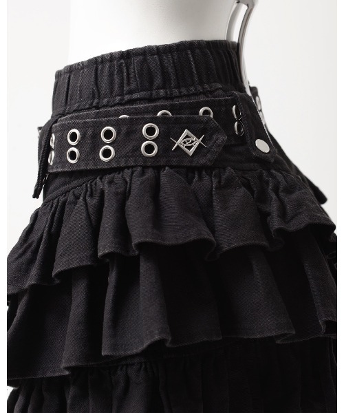 REFLEM（レフレム）の「『REFLEM/レフレム』ガーターベルト付きフリルスカート（スカート・レディース・ブラック/グレー・FREE）」の19枚目の写真