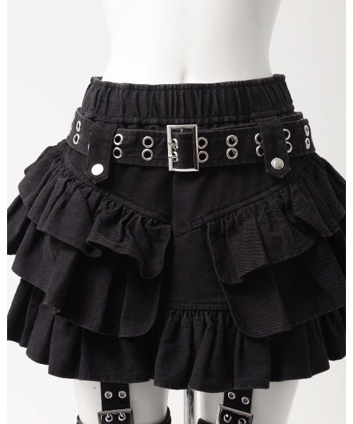 REFLEM（レフレム）の「『REFLEM/レフレム』ガーターベルト付きフリルスカート（スカート・レディース・ブラック/グレー・FREE）」の18枚目の写真