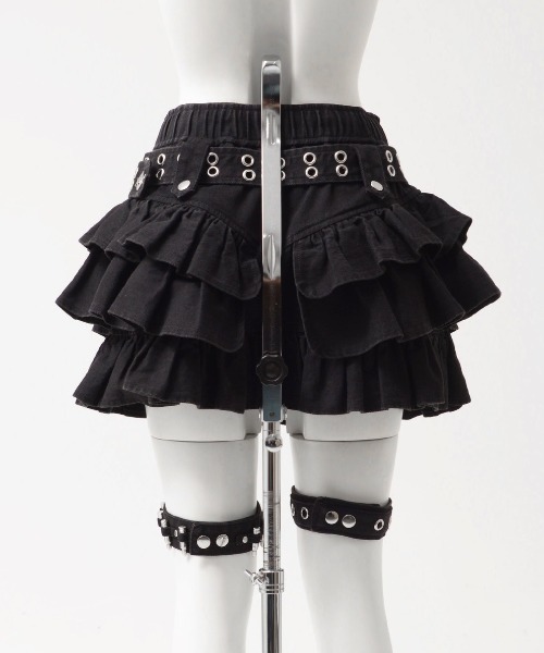 REFLEM（レフレム）の「『REFLEM/レフレム』ガーターベルト付きフリルスカート（スカート・レディース・ブラック/グレー・FREE）」の14枚目の写真