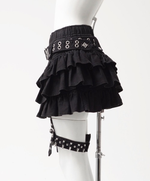 REFLEM（レフレム）の「『REFLEM/レフレム』ガーターベルト付きフリルスカート（スカート・レディース・ブラック/グレー・FREE）」の13枚目の写真