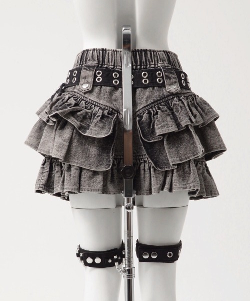 REFLEM（レフレム）の「『REFLEM/レフレム』ガーターベルト付きフリルスカート（スカート・レディース・ブラック/グレー・FREE）」の17枚目の写真
