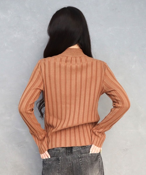 CECIL McBEE(セシルマクビー)の「リブハーフジッププルオーバー(ニット/セーター・レディース・ブラック/オフホワイト/ブラウン・MEDIUM)」の6枚目の写真