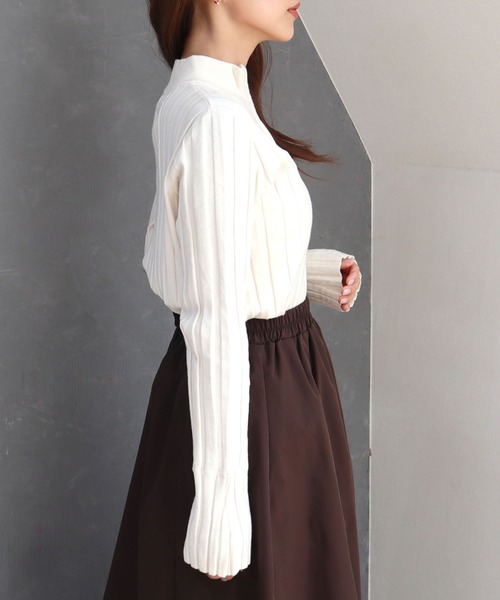 CECIL McBEE(セシルマクビー)の「リブハーフジッププルオーバー(ニット/セーター・レディース・ブラック/オフホワイト/ブラウン・MEDIUM)」の11枚目の写真