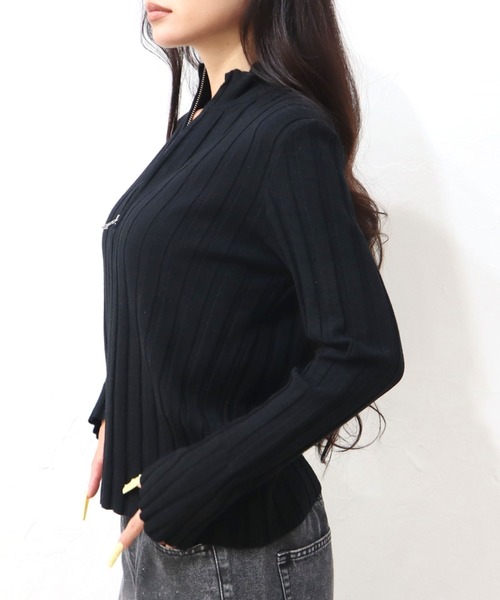 CECIL McBEE(セシルマクビー)の「リブハーフジッププルオーバー(ニット/セーター・レディース・ブラック/オフホワイト/ブラウン・MEDIUM)」の15枚目の写真