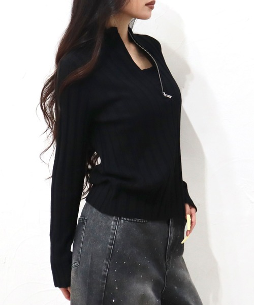 CECIL McBEE(セシルマクビー)の「リブハーフジッププルオーバー(ニット/セーター・レディース・ブラック/オフホワイト/ブラウン・MEDIUM)」の17枚目の写真