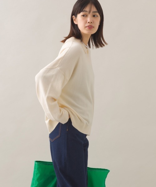 OMNES(オムネス)の「ハイゲージポロニット1つボタンプルオーバー(ニット/セーター・レディース・オフホワイト/レッド/ブラウン/ダークグレー・FREE)」の6枚目の写真