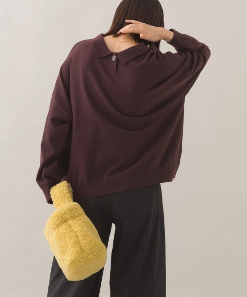 OMNES(オムネス)の「ハイゲージポロニット1つボタンプルオーバー(ニット/セーター・レディース・オフホワイト/レッド/ブラウン/ダークグレー・FREE)」の19枚目の写真