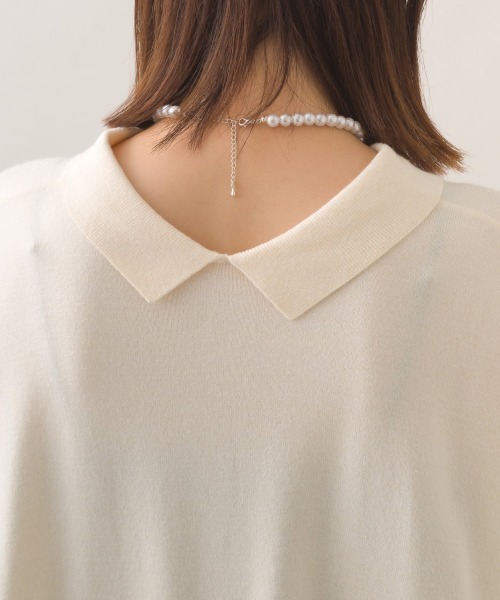 OMNES(オムネス)の「ハイゲージポロニット1つボタンプルオーバー(ニット/セーター・レディース・オフホワイト/レッド/ブラウン/ダークグレー・FREE)」の16枚目の写真