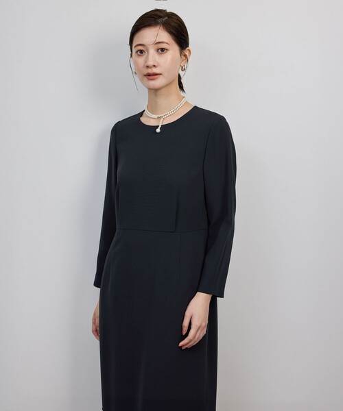 ROPE'（ロペ）の「トリアセダブルクロス ウエストコンシャスワンピース/イージーケア・セットアップ対応・25AW（ワンピース・レディース・ネイビー・38/36/40）」の3枚目の写真