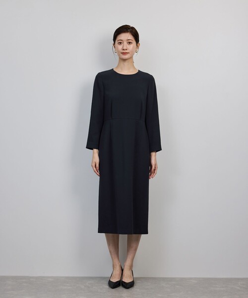 ROPE'（ロペ）の「トリアセダブルクロス ウエストコンシャスワンピース/イージーケア・セットアップ対応・25AW（ワンピース・レディース・ネイビー・38/36/40）」の7枚目の写真