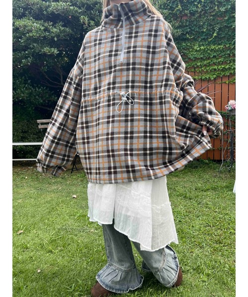 WC（ダブル シー）の「《WEB限定★》ハーフジップチェックフリースプルオーバー（ブルゾン・レディース・グレー/ピンク・FREE）」の12枚目の写真