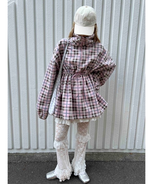 WC（ダブル シー）の「《WEB限定★》ハーフジップチェックフリースプルオーバー（ブルゾン・レディース・グレー/ピンク・FREE）」の14枚目の写真