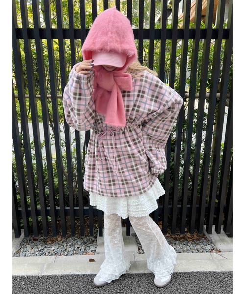 WC（ダブル シー）の「《WEB限定★》ハーフジップチェックフリースプルオーバー（ブルゾン・レディース・グレー/ピンク・FREE）」の21枚目の写真