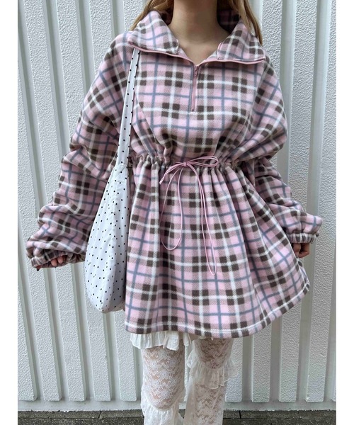 WC（ダブル シー）の「《WEB限定★》ハーフジップチェックフリースプルオーバー（ブルゾン・レディース・グレー/ピンク・FREE）」の13枚目の写真