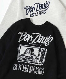 BEN DAVIS | BEN DAVIS/ベンデイビス TELEVISION KNIT TOP/オーバーサイズ ニット ストリート ロゴ セーター/レディース メンズ(ニット/セーター)